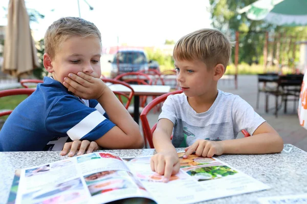 Two Brothers Menu Outdoor Restaurant Stock Photo