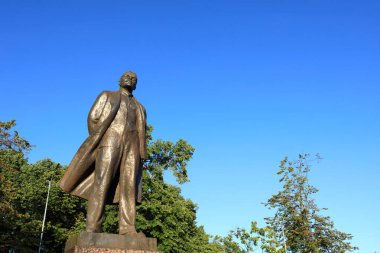Lenin anıtı parkta, Priozersk, Rusya