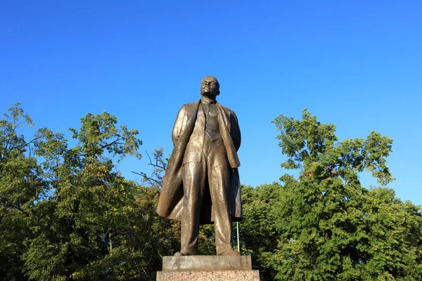 Monument Vladimir Lénine Dans Parc Été Priozersk Russie — Photo