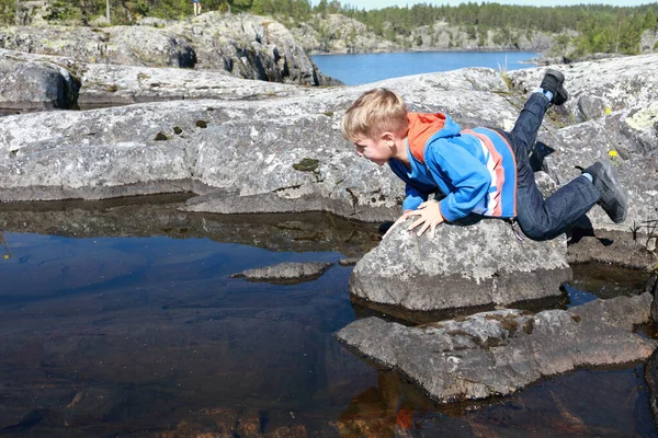 Adadaki Çocuk Ladoga Yaşıyor Karelia — Stok fotoğraf