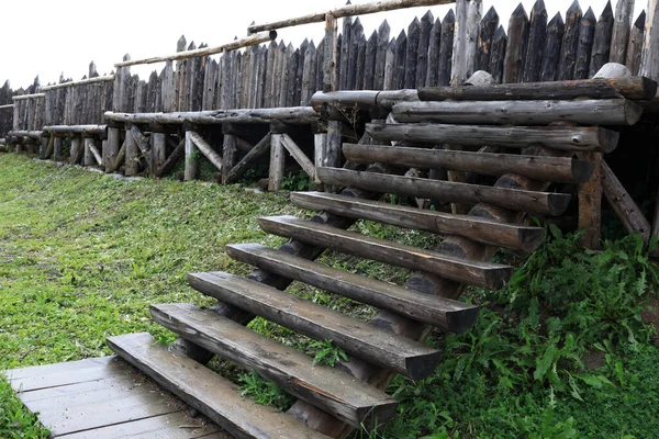 Escadas Madeira Aldeia Viking Verão — Fotografia de Stock