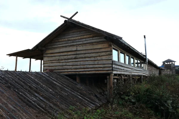 Holzgebäude Wikingerdorf Karelien — Stockfoto