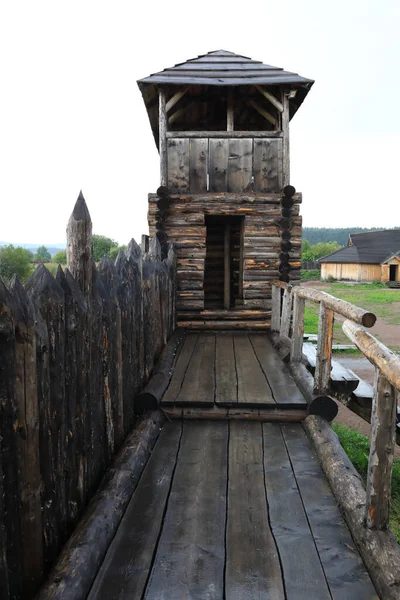 View Old Wooden Tower Viking Village — Stock Photo, Image