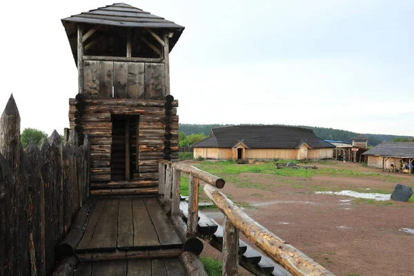 Uitzicht Houten Toren Van Vikingdorp — Stockfoto