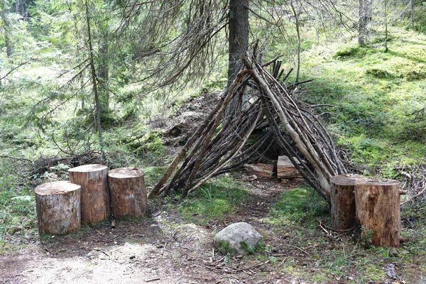 Yaz Ormanında Küçük Bir Kulübe Karelia — Stok fotoğraf