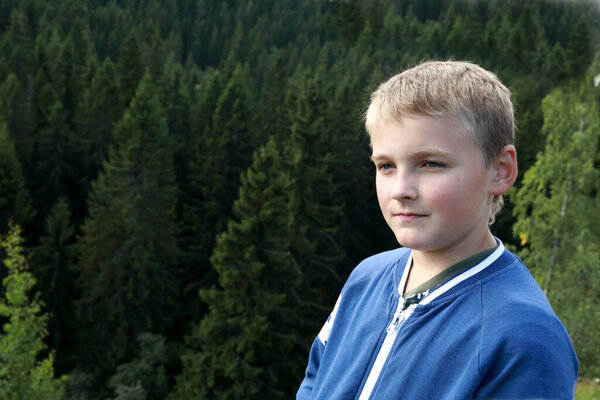 Thinking Boy On Mount Paaso in summer, Karelia