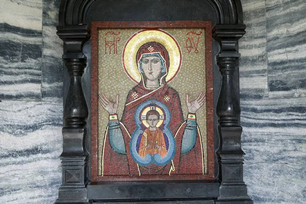 Vista Del Icono Mosaico Jesús María Monasterio Valaam Rusia — Foto de Stock