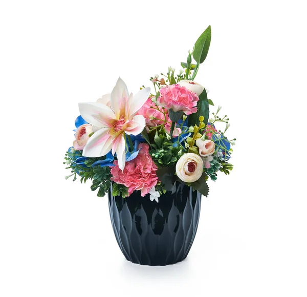 Blomsterarrangement Blå Vase – stockfoto