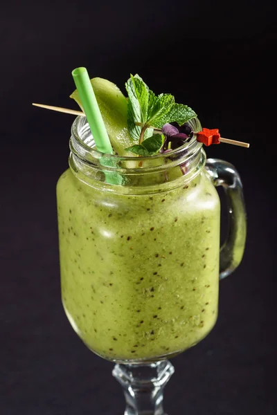 Green Smoothie Glass Close — Stock Photo, Image