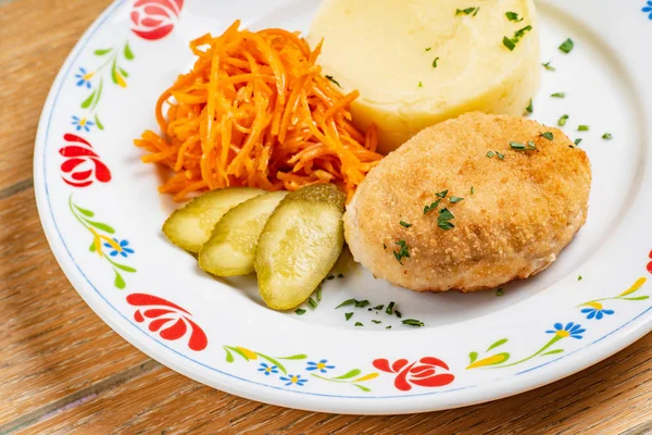 Chicken Cutlet Mashed Potato Close — Stock Photo, Image