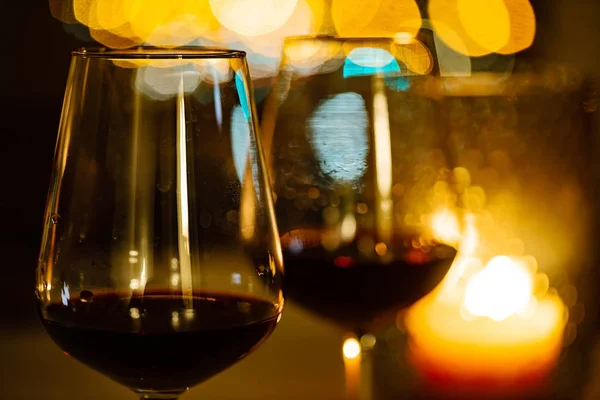 Vino Rosso Candele Vicino — Foto Stock