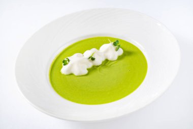 Kremalı çorba yeşil, yakın çekim