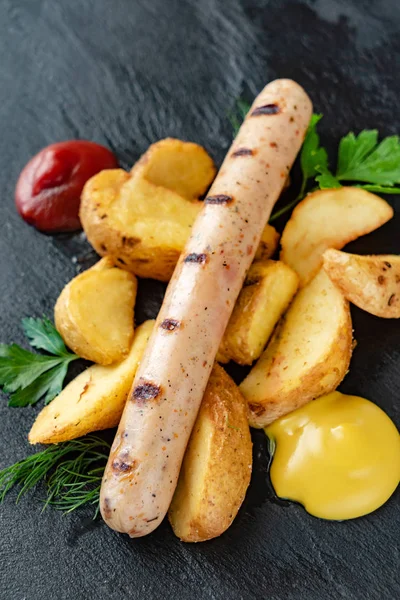 Grilled Sausage Potato Close — Stock Photo, Image