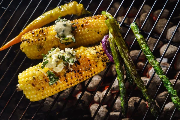 Grilled Corns Butter Close — Stock Photo, Image