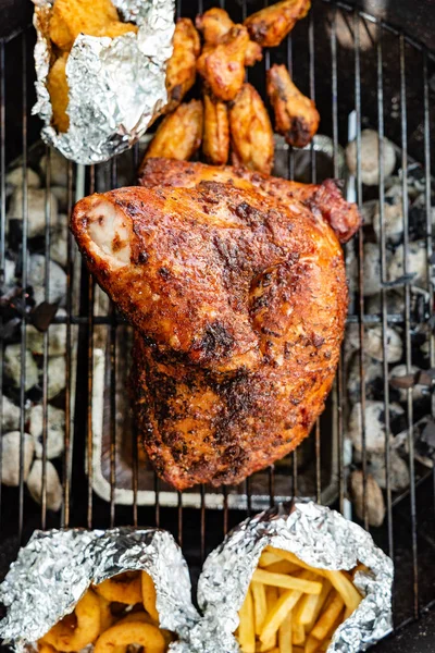 tasty grilled turkey, close up