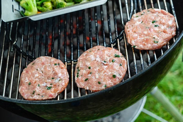 Grilled Cutlets Burgers Close — Stock Photo, Image