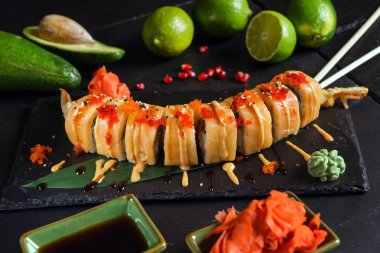 suşi siyah arka plan, yakın çekim