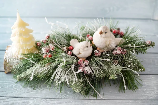 Weihnachtsdekoration Auf Holzgrund — Stockfoto