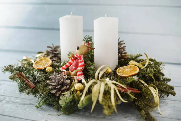 Decoração Natal Fundo Madeira — Fotografia de Stock