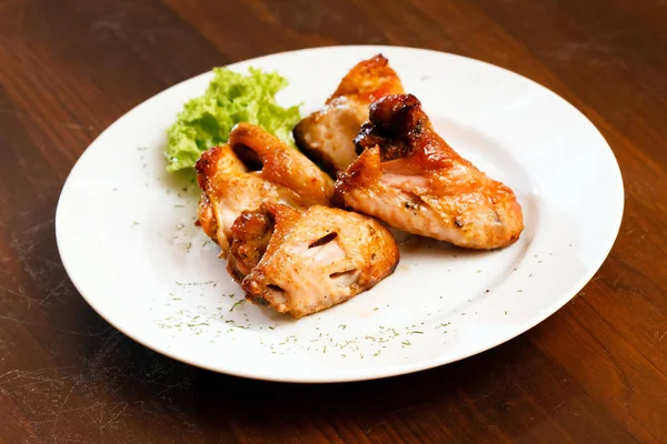 Chicken Wings White Table Close — Stock Photo, Image