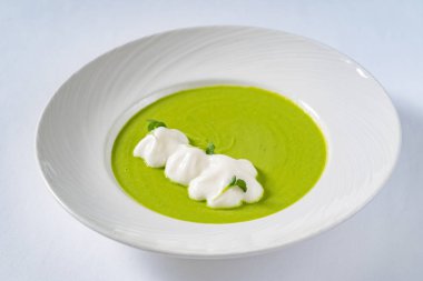 Kremalı çorba yeşil, yakın çekim