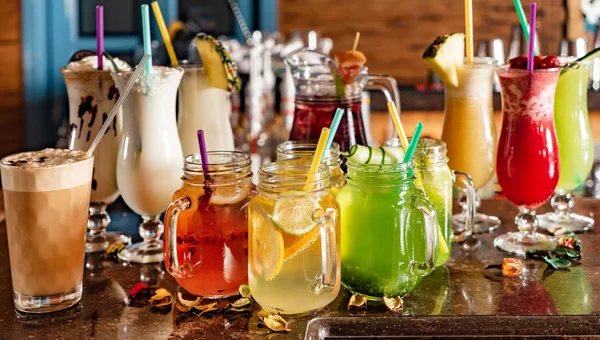 Cocktails Lemonades Bar Close — Stock Photo, Image