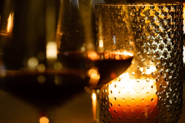 Red Wine Candles Close — Stock Photo, Image