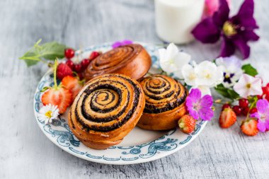 rulo tarçın fırından yeni çıkmış, yakın çekim