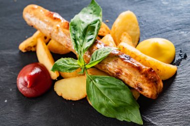 Sosisli makarna, yakın çekim