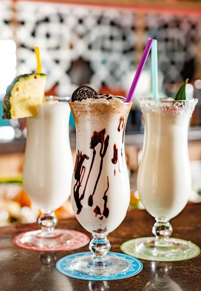 Milk Cocktail Bar Close — Stock Photo, Image