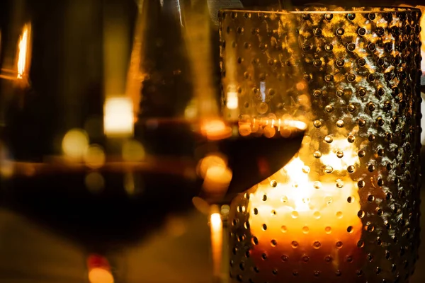 Red Wine Candles Close — Stock Photo, Image