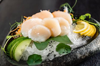 tarak sashimi buz üzerinde yakın çekim
