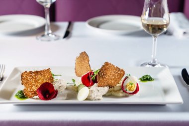 gurme salata restoranda, yakın çekim