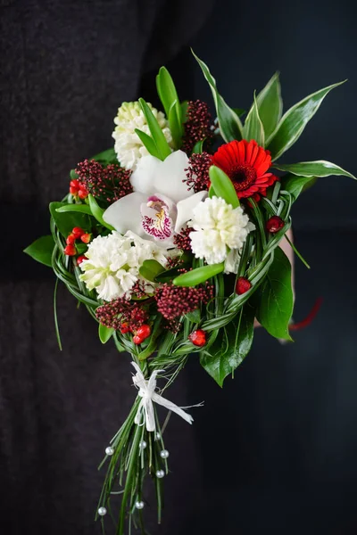 Nice Bouquet Hands Woman — Stock Photo, Image