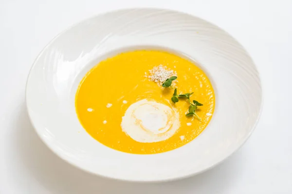 Soupe Crème Citrouille Gros Plan — Photo