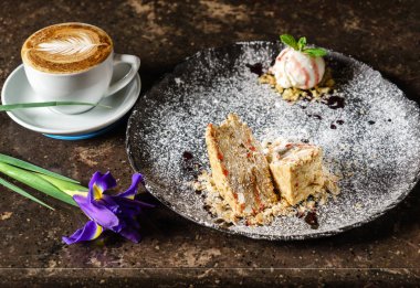 Napolyon pasta dondurma, yakın çekim