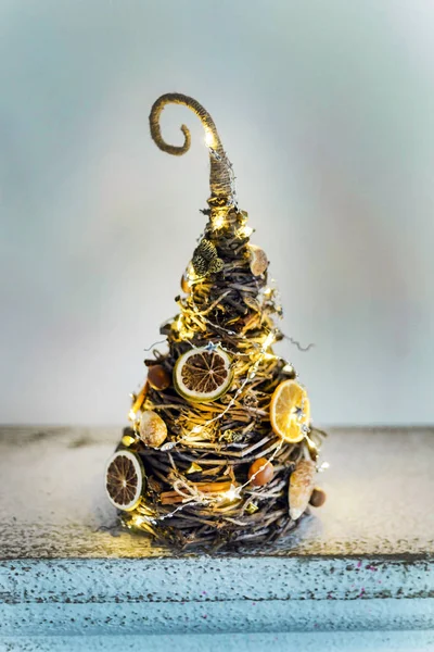 Vánoční Strom Pozadí Dřeva — Stock fotografie