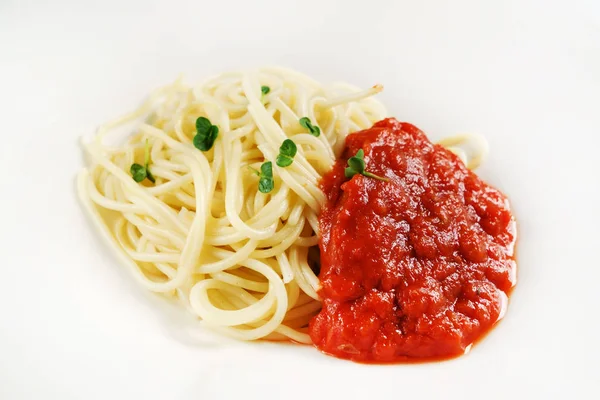 Спагетти Помидорами Закрывай — стоковое фото