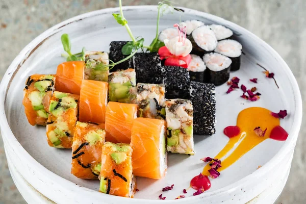 Grote Sushi Reeks Close — Stockfoto