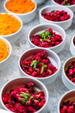 Tablo salata ile catering, yakın çekim