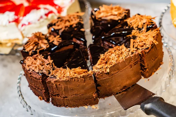 Gâteau Dans Café Gros Plan — Photo