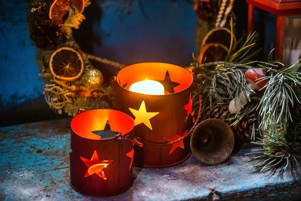 Velas Natal Com Estrelas — Fotografia de Stock