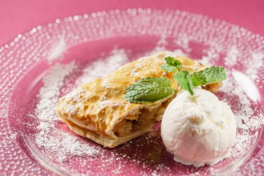 Strudel dondurma, yakın çekim