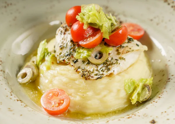 Mashed Potato Fish Close — Stock Photo, Image