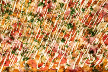 Tablo, lezzetli pizza yakın çekim