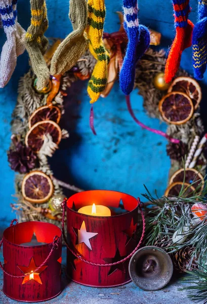 Velas Natal Com Estrelas — Fotografia de Stock