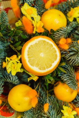 Noel çiçekçi kompozisyon, yakın