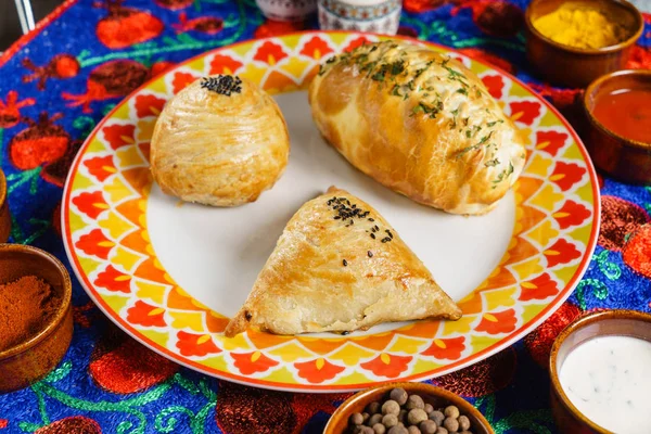 Pane Asiatico Con Erbe Primo Piano — Foto Stock