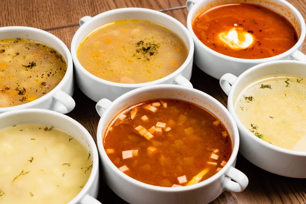 Soups Table Close — Stock Photo, Image