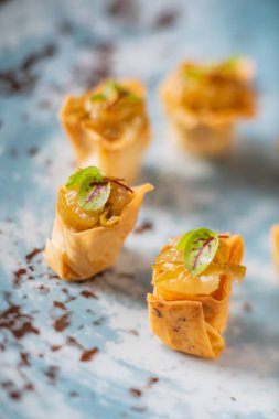 Noel aperatifler masada, yakın çekim